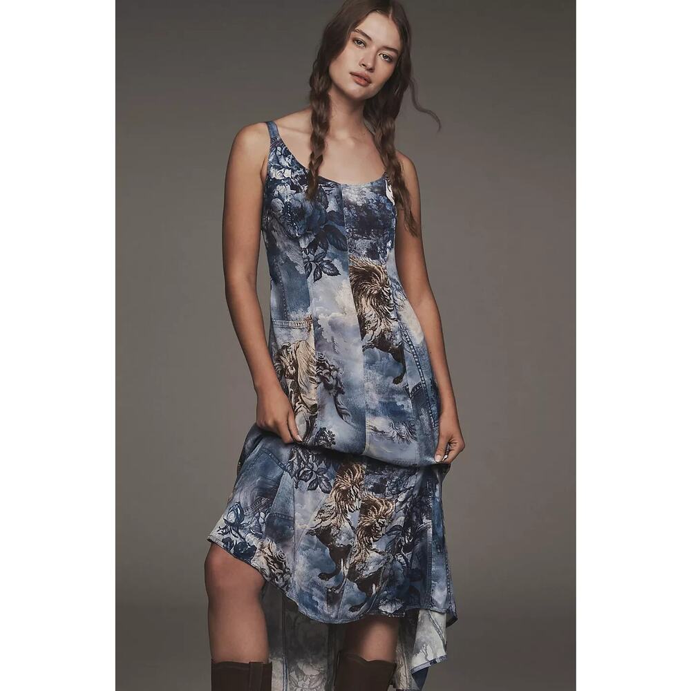 NWT Anthropologie Pilcro Sleeveless Scoop-Neck Midi Dress Sz XXS Blue #7B609